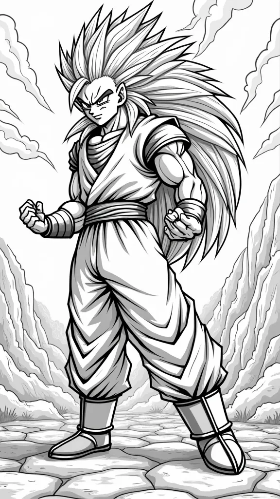 coloriages de Goku Super Saiyan 4